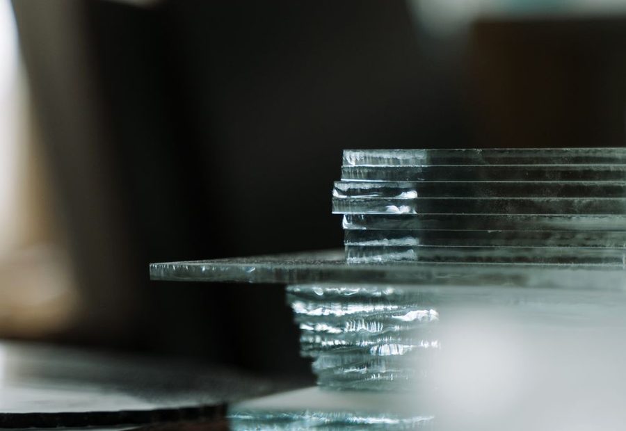 Stacked clear float glass sheets